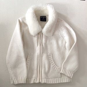 Fur collar cardigan 3T